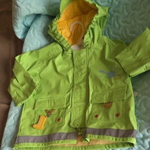 Vibrant Lime Green Kids Raincoat with Hood